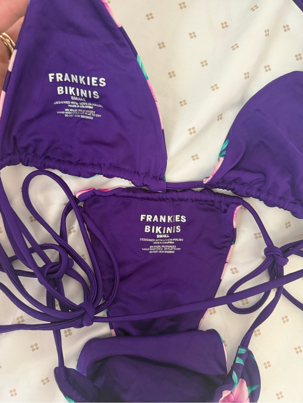 Frankie’s Bikini Purple Hibiscus Set - Picture 3 of 6